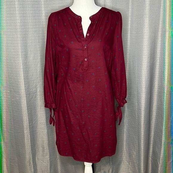 OLD NAVY SMALL DRESS BURGUNDY with BLACK POLKA DOTS - Picture 1 of 8